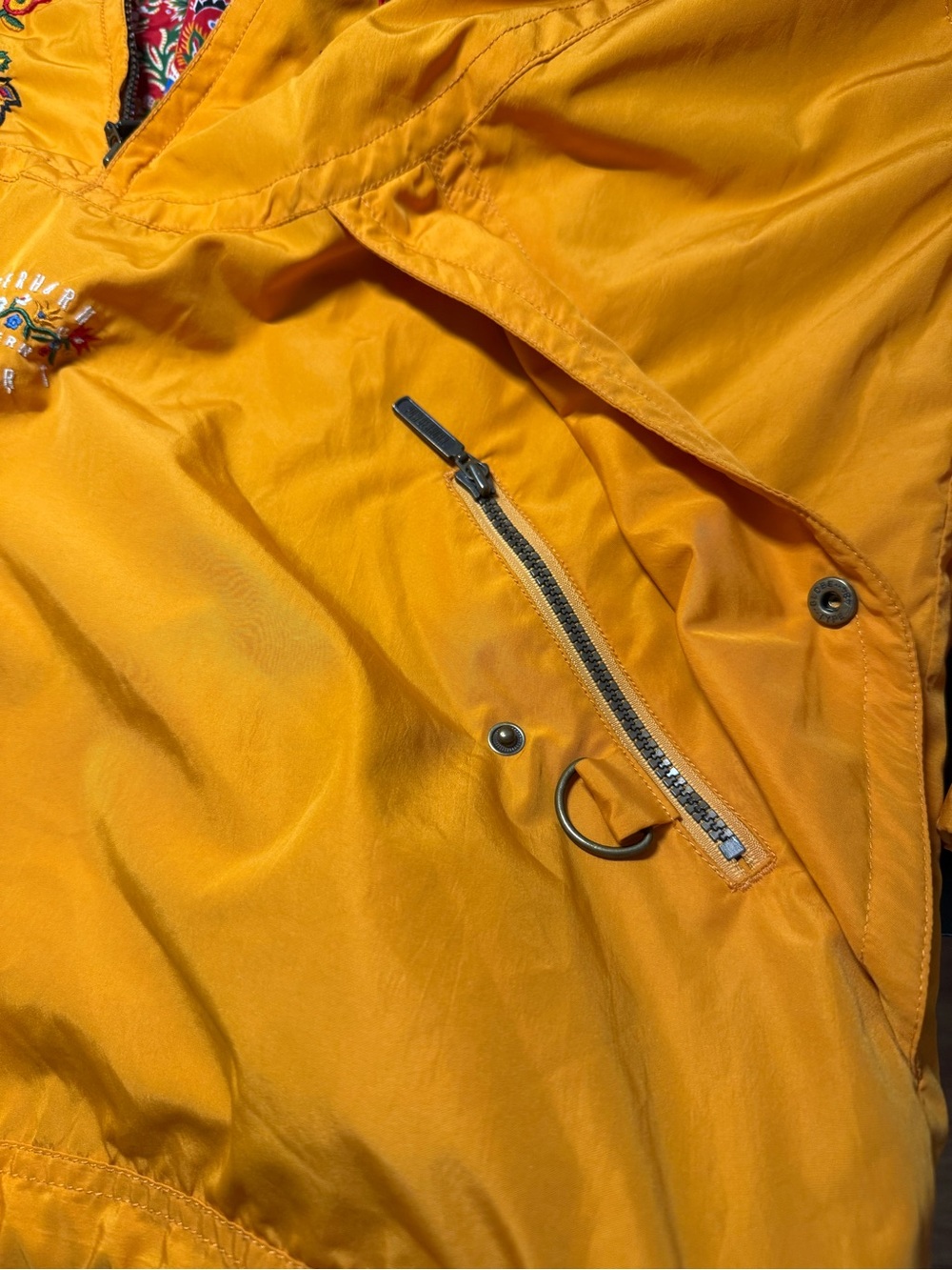 🧡🌺 Vintage Powderhorn Hooded Embroidered Windbreaker Jacket Size 12 - Picture 12 of 14